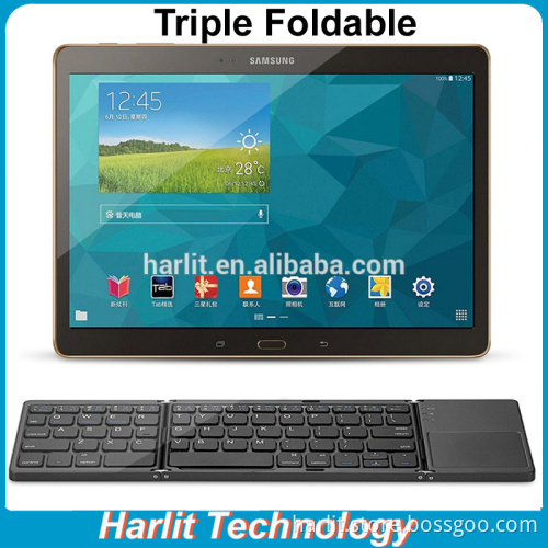 Portable Triple Folding Wireless Bluetooth Keyboard With Remote Control Trackkpad For Mobile Phone Tablet PC